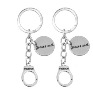 Porte-clés Menotte gravé — lot de 2