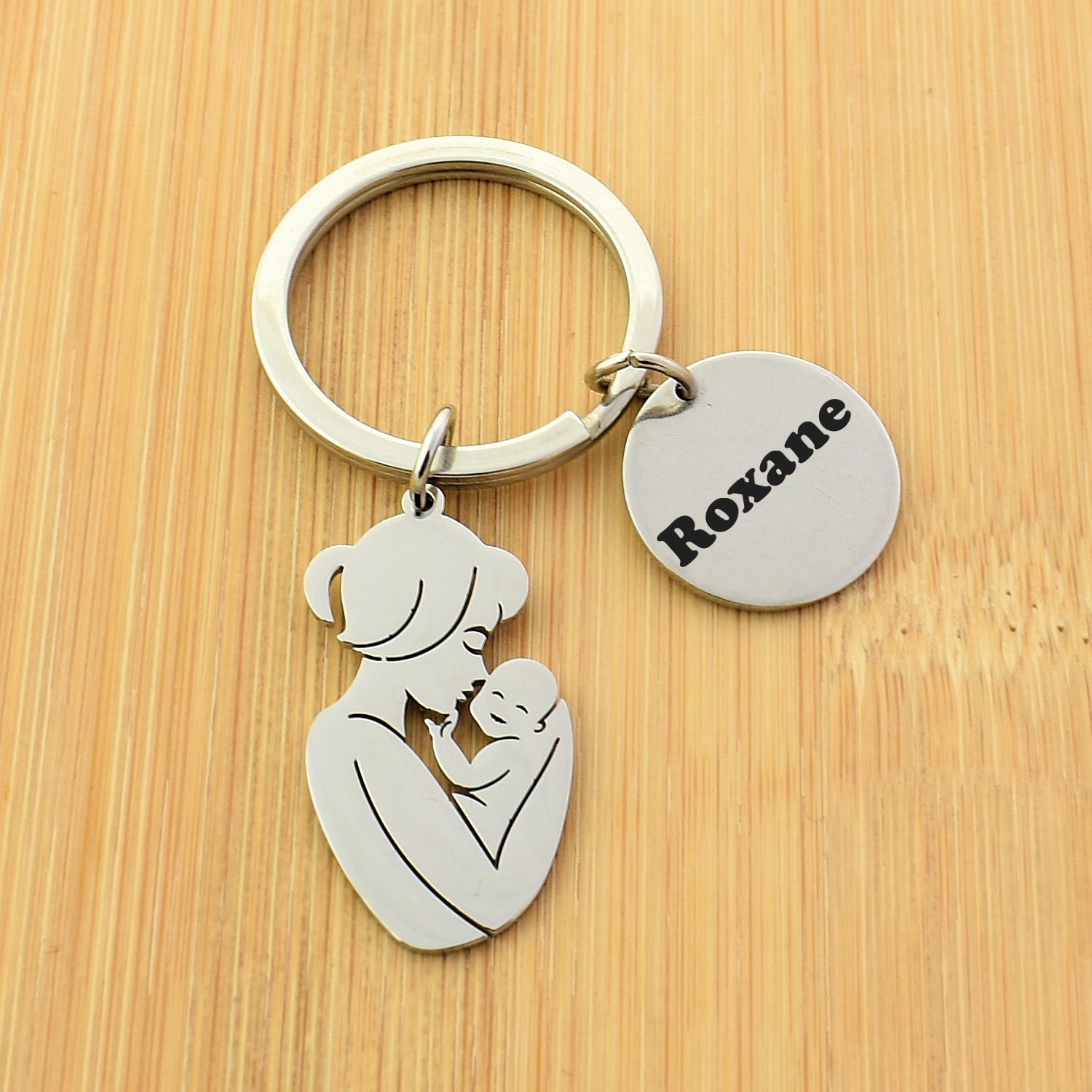 Porte-clés Mère & Enfant Personnalisé Gravé – Cadeau Fête des Mères, Naissance ou Maman 2 Porte-clés Mère & Enfant gravé — acier