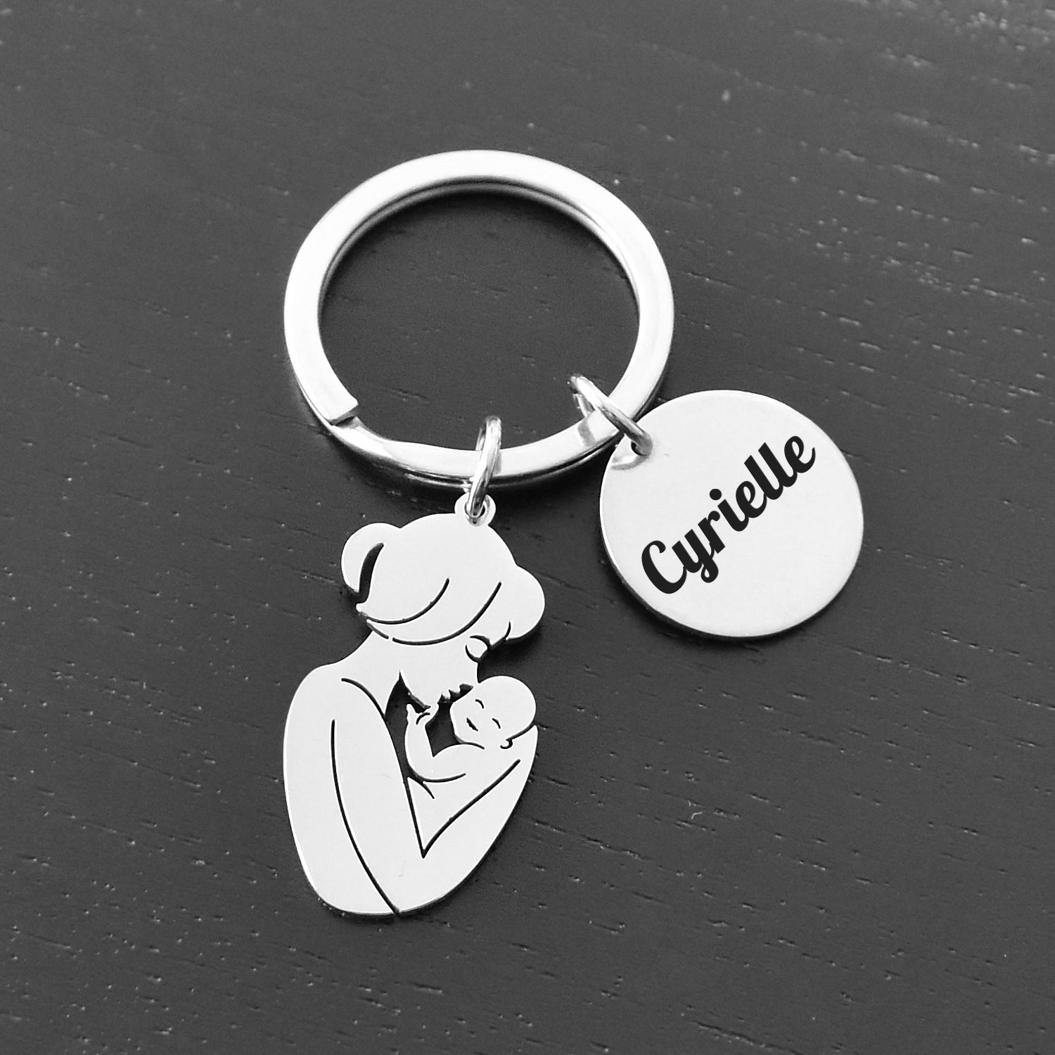 Porte-clés Mère & Enfant Personnalisé Gravé – Cadeau Fête des Mères, Naissance ou Maman 4 Porte-clés Mère & Enfant gravé — acier