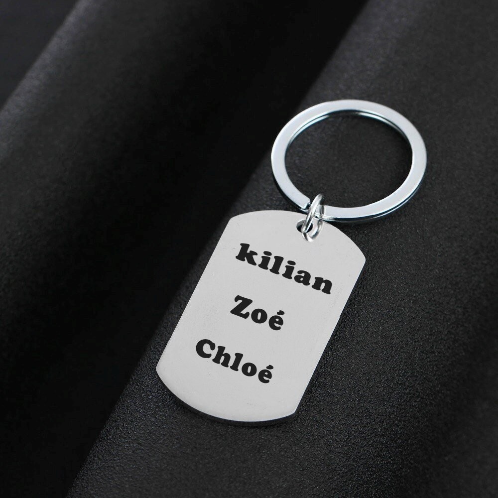 Porte-clés Plaque Militaire Personnalisé Gravé – Cadeau Dog Tag, Armée ou Message sur 3 Lignes 2 Porte-clés Militaire gravé — plaque acier inoxydable