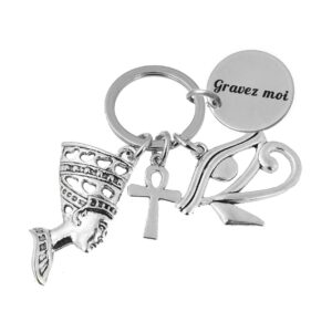 Porte-clés Œil d'Horus & Ânkh gravé