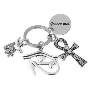 Porte-clés Œil d'Horus Néfertiti gravé
