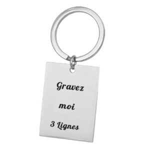 Porte-clés Plaque Rectangulaire gravé — acier inox