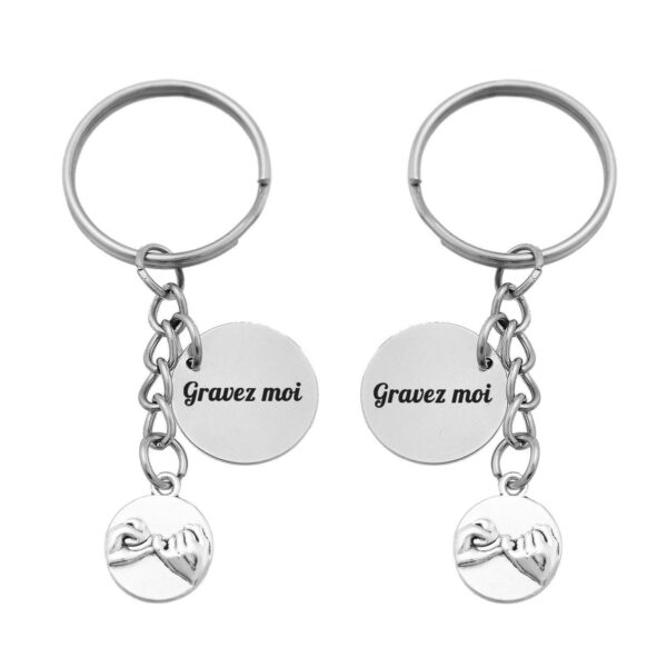 Porte-clés Promesse Petit Doigt Personnalisé Gravé – Lot de 2 – Cadeau Meilleur Ami, Couple ou Promesse Tenue