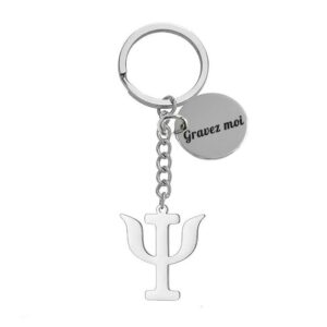 Porte-clés Psychologue gravé — lettre Psi acier