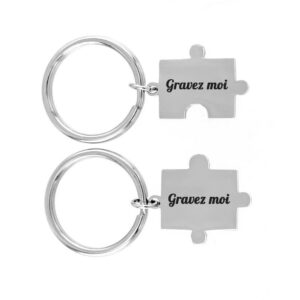 Porte-clés Puzzle Amitié gravé — lot de 2 acier