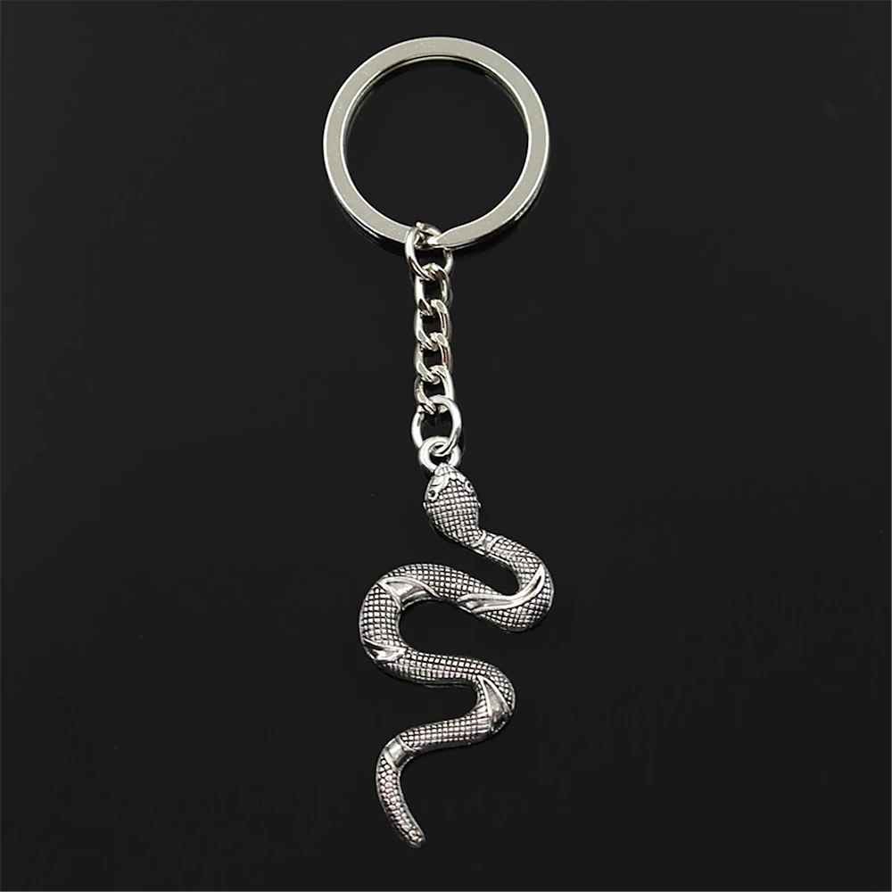 Porte-clés Serpent gravé — Grand Format Cadeau Reptile Personnalisé Métal Argenté 4 Porte-clés Serpent gravé