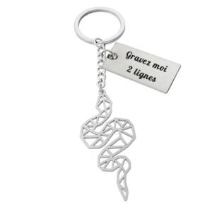 Porte-clés Serpent Origami gravé — plaque acier