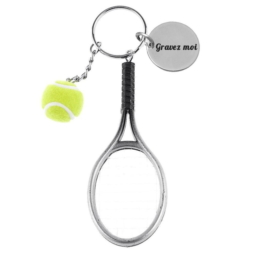 Porte-clés Tennis Personnalisé Gravé – Cadeau Tennisman, Club ou Passion Court 1 Porte-clés Tennis gravé — raquette fil de nylon