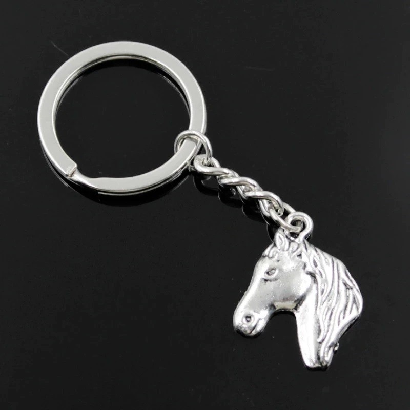 Porte-clés Tête de Cheval gravé — Cadeau Équitation Personnalisé Métal Argenté 3 Porte-clés Tête de Cheval gravé
