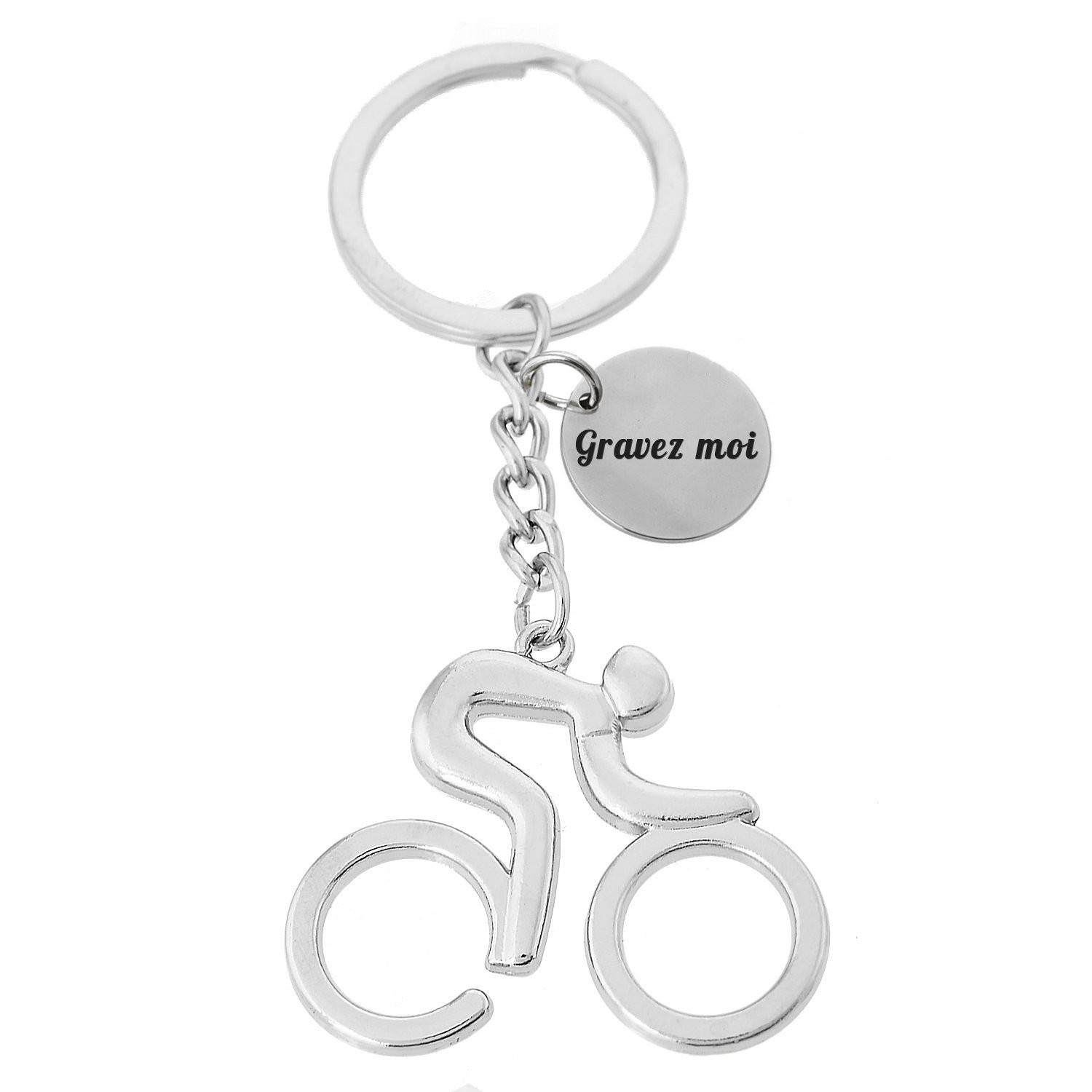 Porte-clés Cycliste Personnalisé Gravé – Cadeau Vélo, Cyclisme ou Sortie du Dimanche 1 Porte-clés Vélo & Cycliste gravé