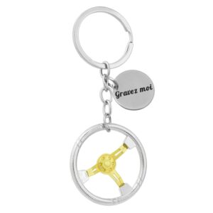 Porte-clés Volant de Voiture Personnalisé Gravé – Cadeau Automobiliste, Passionné de Conduite ou Permis