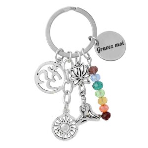 Porte-clés Yoga gravé — 7 chakras lotus