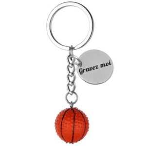 Porte-clés Basket gravé — Ballon & Médaille personnalisée