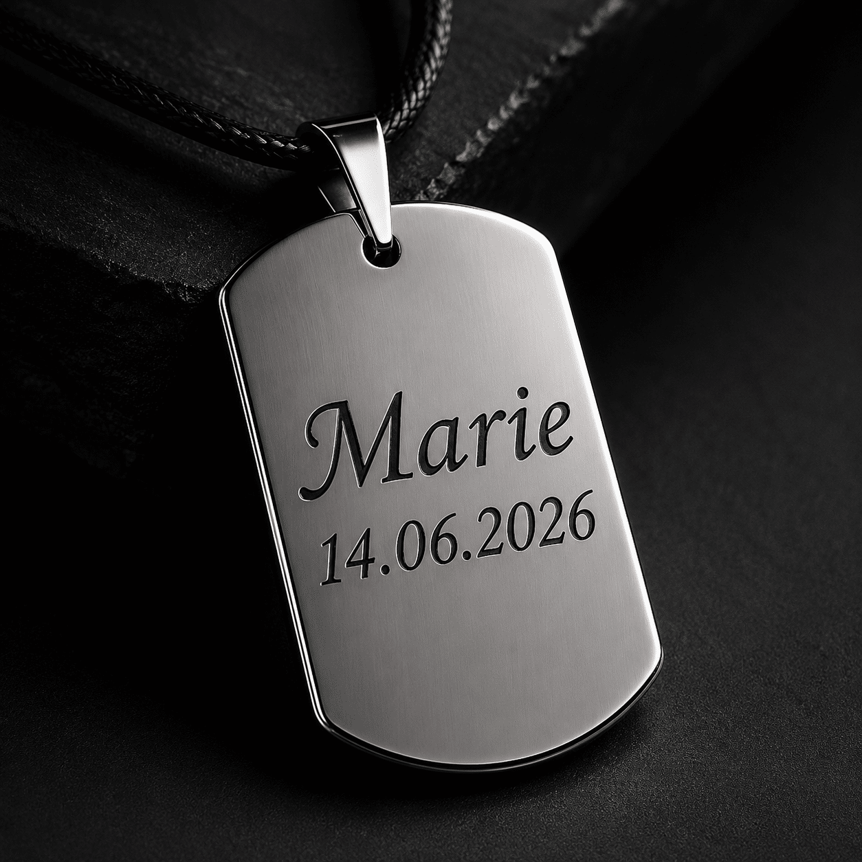 collier militaire gravé date engagement unité acier personnalisé